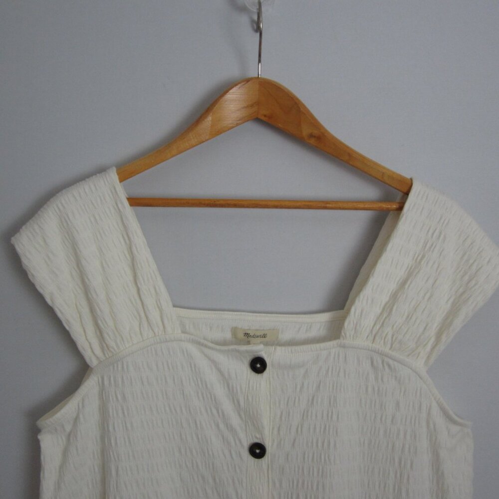 New Madewell Womens XL Ivory Top Cotton Crinkle Knit Button Front Blouse ND803 - Picture 8 of 10